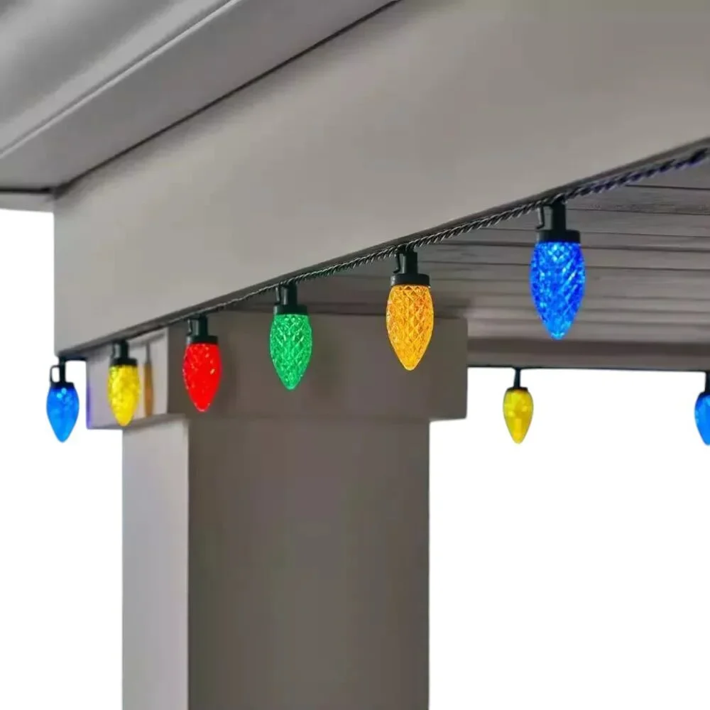 100 Count Multi-Colored Faceted C9 LED Lights Home Accents Holiday Home Depot